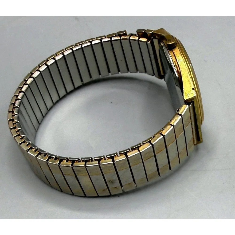 Jules Jurgensen 4530 Quartz Watch Gold Tone 2 Tone Expansion Band Date White